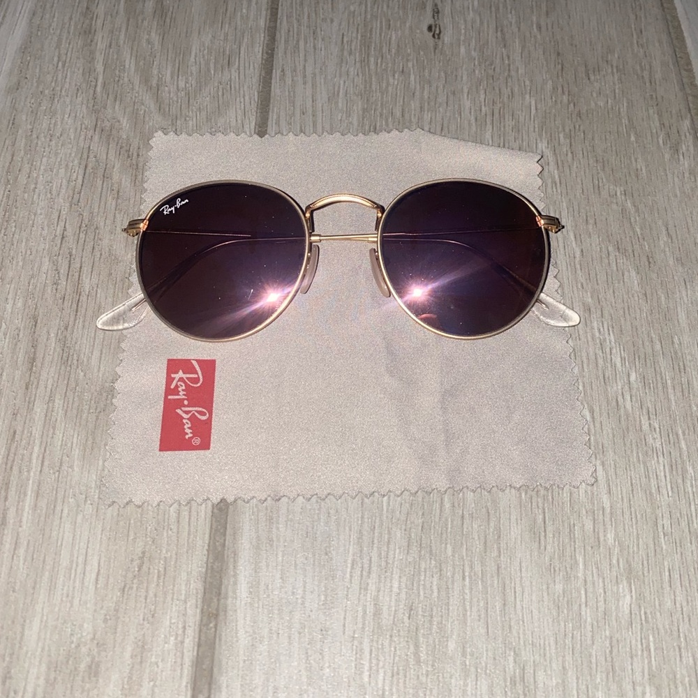 Rose Gold Round Flash Lense Ray Ban Sunglasses